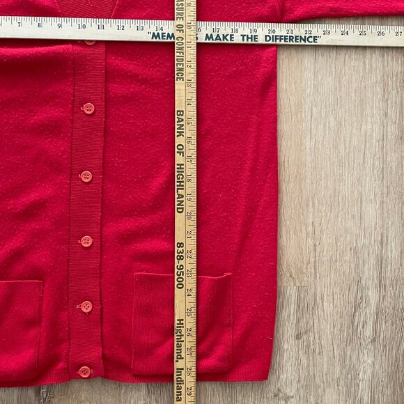 VTG 70s Kenneth Too! Red Boyfriend Cardigan USA Size L - Picture 4 of 6